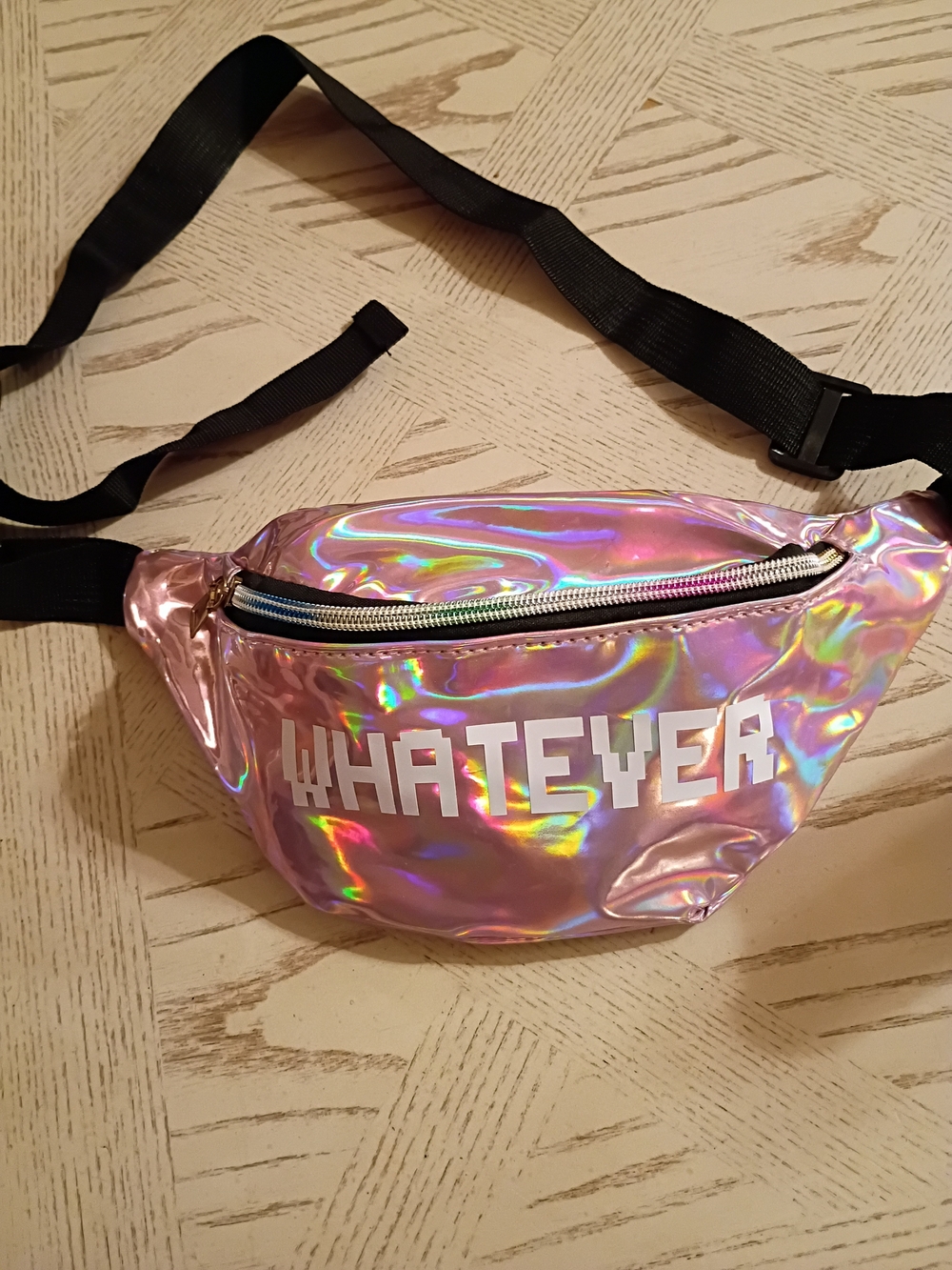 SHEIN Pink Holographic Crossbody Waist Bag